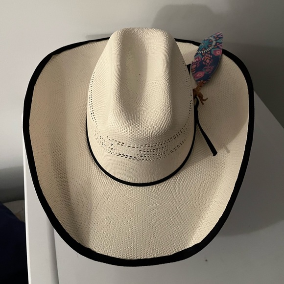 Texas Straw Cowboy hat with added cover design on underside - Picture 4 of 6